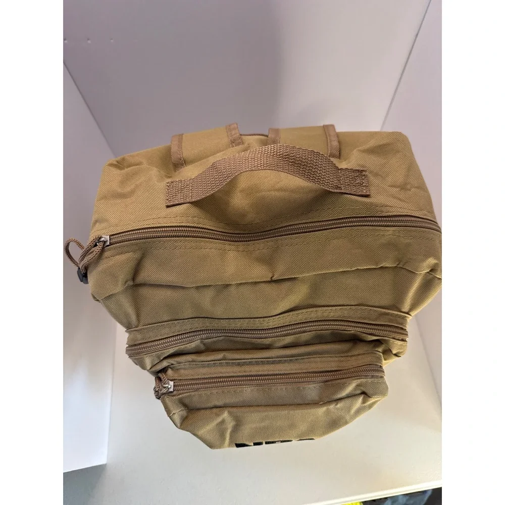 NRA Tactical Backpack Coyote Tan Canvas Multi-Pocket Outdoor Range Bag Mens